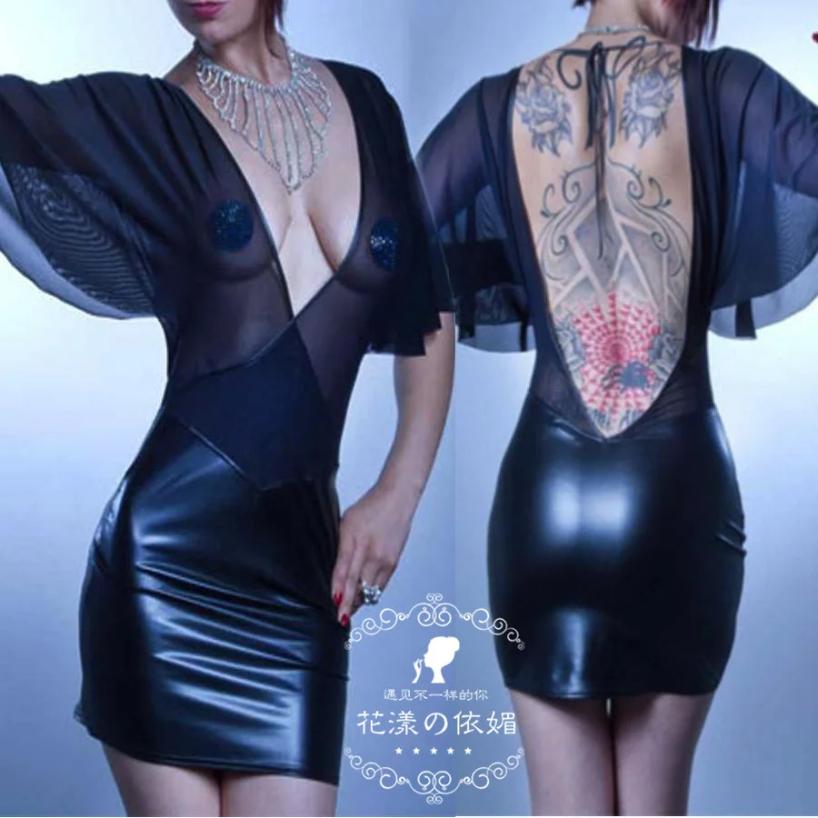 Эксклюзивный! Новое поступление 2016 шикарное женское платье из ПВХ и