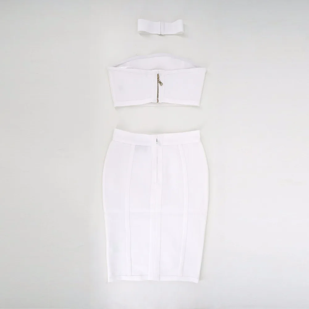 Твердые Для женщин сексуальный Холтер Белый 2 шт. Бандажное платье 2017 вязаное