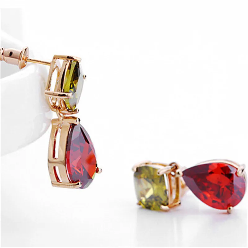 Женские серьги-подвески из меди и циркона | Украшения аксессуары