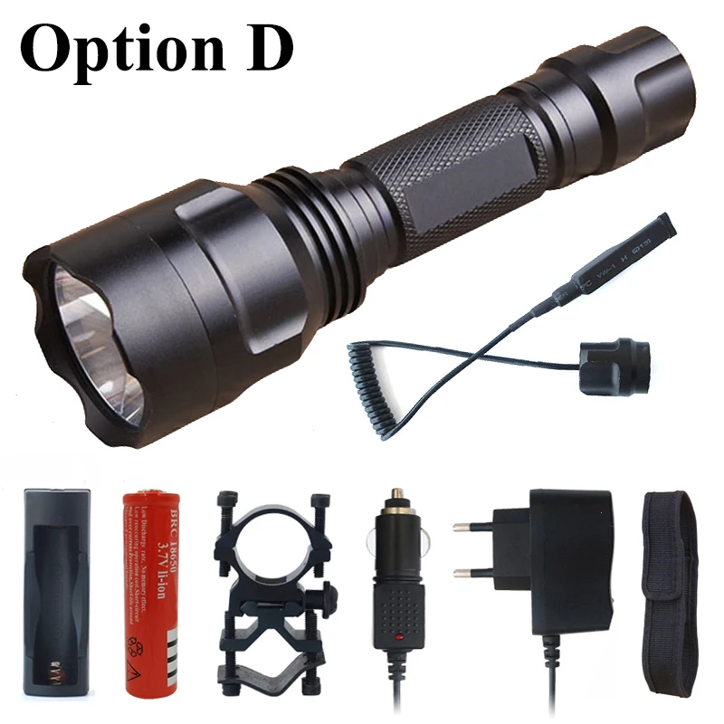 Option D Z10 Litwod C8 высокомощный тактический светодиодный светильник-вспышка XM-L2 T6 U3 для самозащиты, вспышка, светильник фонарь для охоты, велосипедный светильник - Испускаемый цвет: Option D