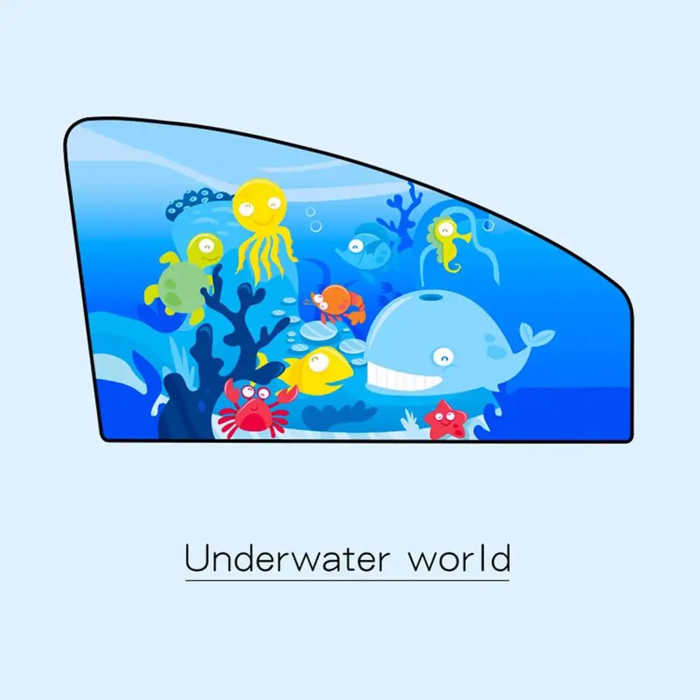 Underwater left 1 шт., магнитный автомобильный солнцезащитный козырек для бокового окна, занавески для авто окон, солнцезащитный козырек с изображением животных, жалюзи, чехол, регулируемый солнцезащитный козырек - Цвет: Underwater left