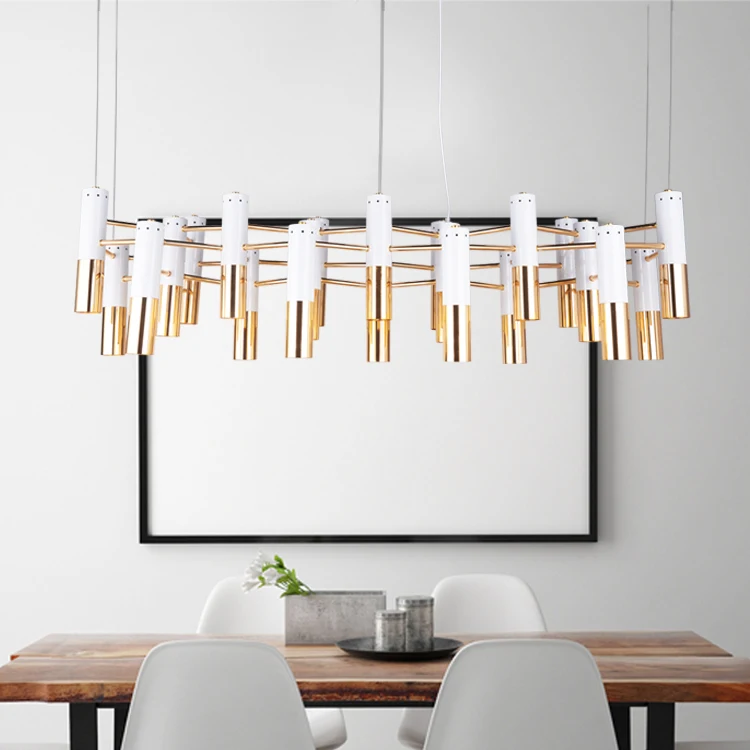 Скандинавские постсовременные дизайнерские металлические трубы люстра кафе