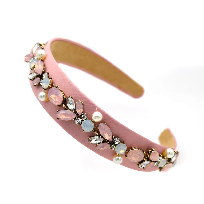 Vintage bridal headdress Gem Beads Women Flower Baroque Hairband Crystal Headband Bridal tocado boda headbands Jewelry|Украшения для
