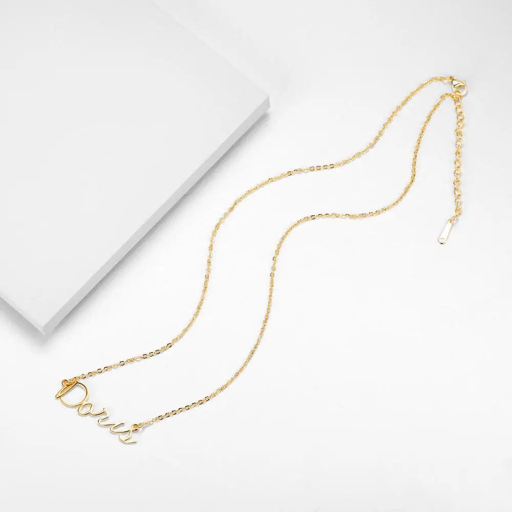 Индивидуальное Имя ожерелье Настоящее 14K Золотое имя кулон ожерелье s для женщин Hanmade персонализированные ювелирные изделия подарок