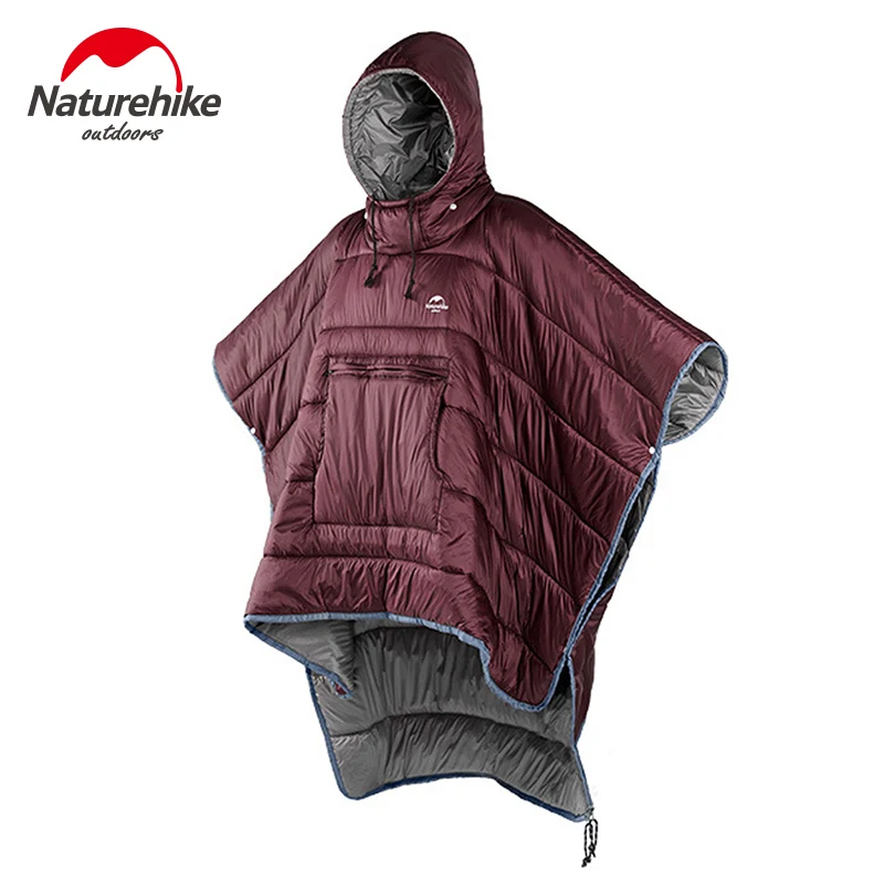 wine red Naturehike зимнее Пончо Открытый Кемпинг тепло маленькое одеяло сверхлегкий водонепроницаемый спальный мешок плащ - Цвет: wine red