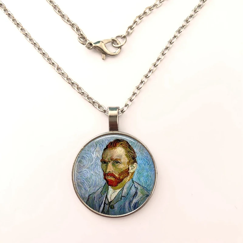 Подвесное ожерелье GDRGYB стеклянное с кулоном в стиле Van Gogh круглая стеклянная