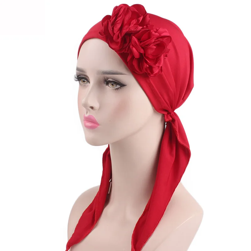 Винтажный 3D цветок предварительно завязанный головной убор Snood платок шапка