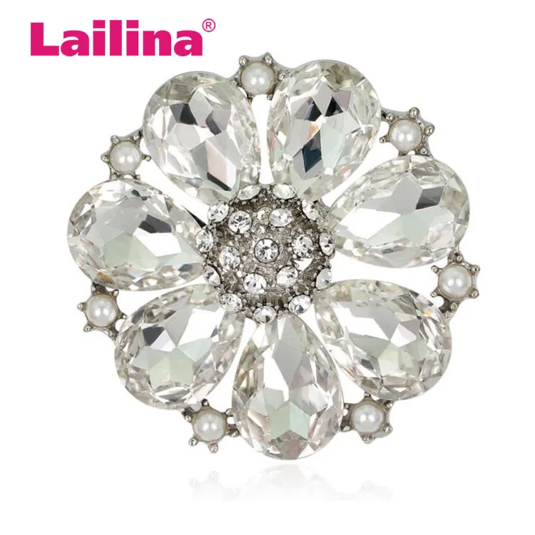 Factory Direct Sale Classic Crystal Rhinestones and Large Acrylic Flower Brooch Pins for Women in Various Colors | Украшения и