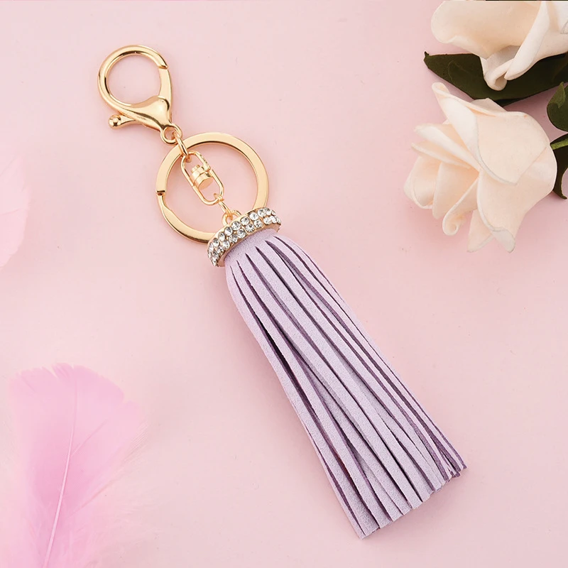 Модное Золотое круглое кольцо для ключей из искусственной кожи брелок с