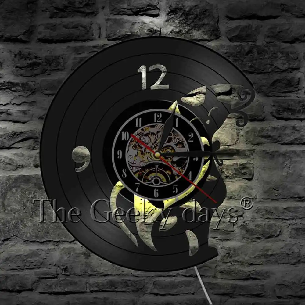 Декоративные настенные часы с изображением кошки эксклюзивные виниловой