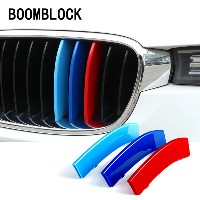 

3D M Styling Car Front Grille Trim Sport Strips Cover Motorsport Power Performance Stickers for BMW E46 E90 F30 F34 E92 E93