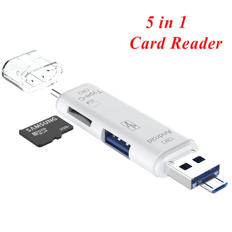 5 in 1 white Все в одном устройство для чтения карт памяти MINI USB 2,0 OTG Micro SD/SDXC TF кардридер адаптер Многофункциональный U диск для ПК ноутбук компьютер - Цвет: 5 in 1 white