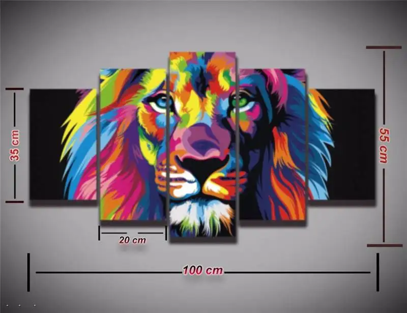 Современная мультяшная картина в рамке с красочным львом животным Картина на