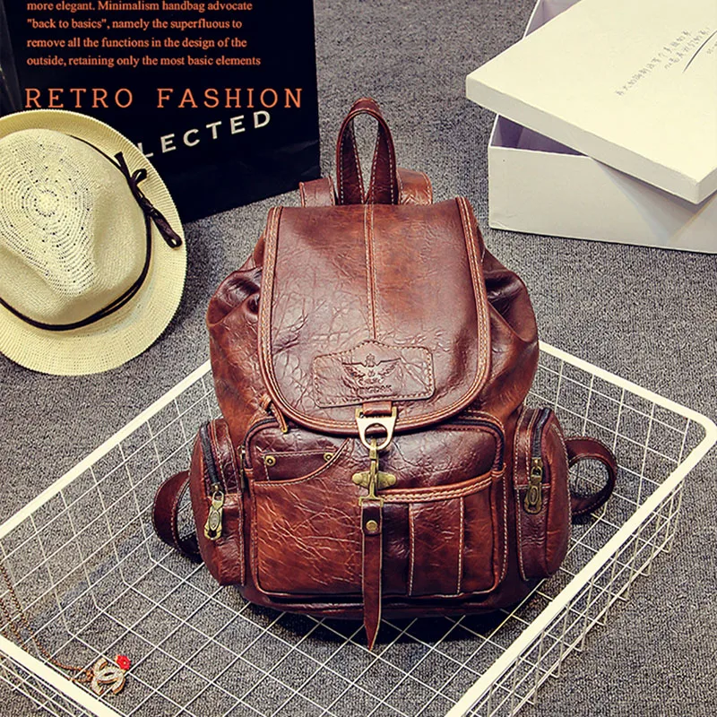 2019 высокое качество Женский винтажный рюкзак из искусственной кожи Женская