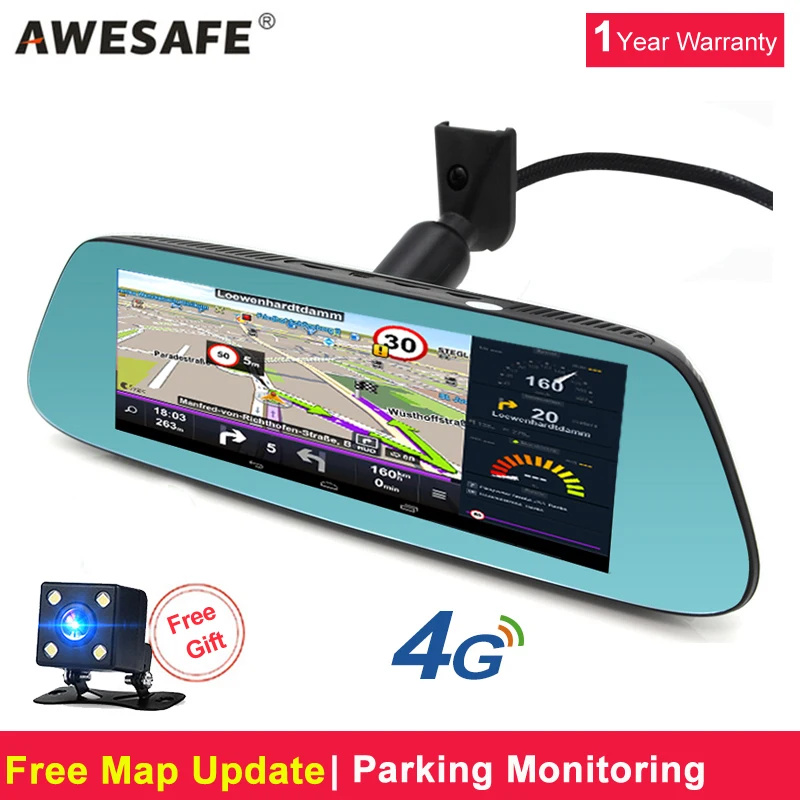 AWESAFE 4 г автомобиля специальное зеркало Камера DVR Android 5 1 gps FHD 1080 P видео