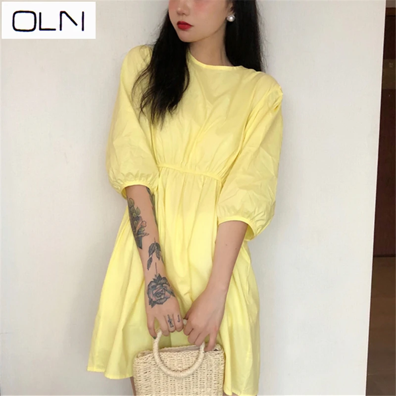 Vestidos платье OLN Новое корейское Ins мужское девичье Кукольное с ремешком на спине