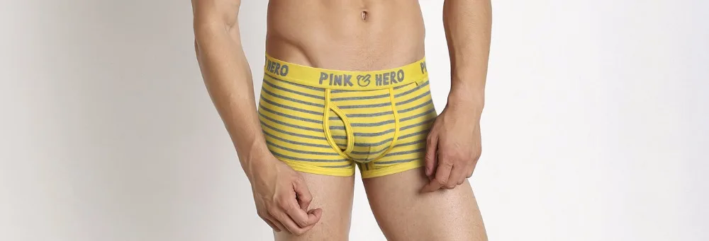 Горячая Распродажа: 5 шт./лот Pink Heroes высокого качества нижнее белье из хлопка, Для мужчин шорты-боксеры Классический Полосатый мужской нижнее белье удобные U-сумка