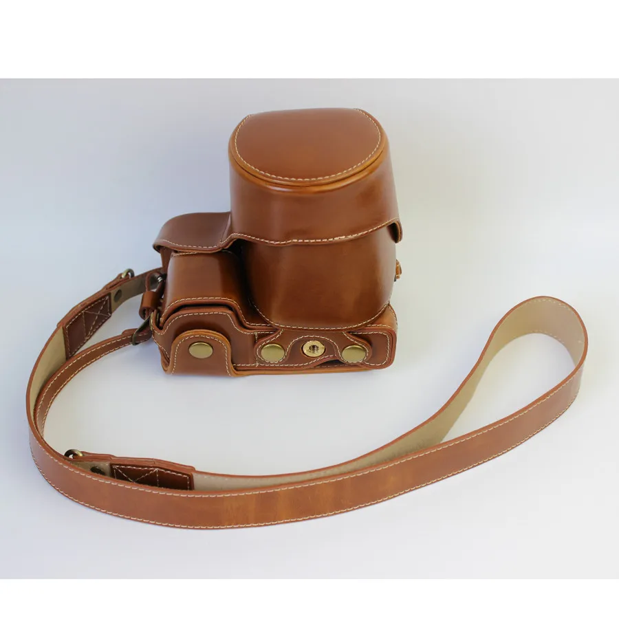 Роскошный Фабричный кожаный чехол для камеры с ремешком для sony Alpha A6000 A6300 16-50 мм объектив кофе