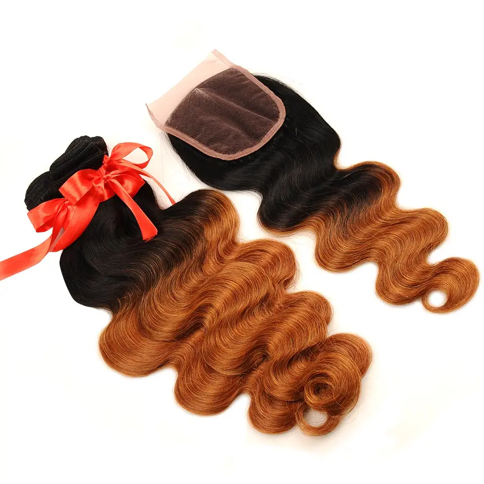Pinshair Ombre Blonde объемные волнистые пучки с закрытием 1B/30 бразильские Nonremy Human Hiar