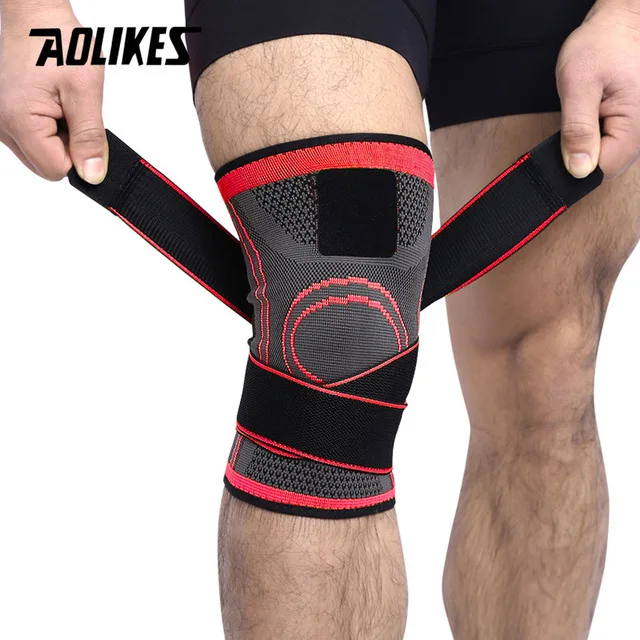 Red AOLIKES 1 шт. 3D ткацкие наколенники для баскетбола, пешего туризма, езды на велосипеде, поддержка колена, профессиональные защитные спортивные наколенники - Цвет: Red