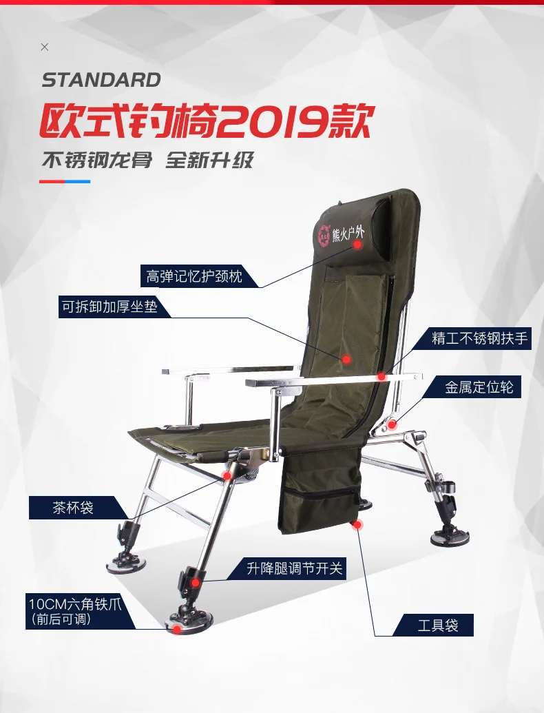 Новое Европейское рыболовное кресло из нержавеющей стали складное портативное легкое многофункциональное кресло для рыбалки