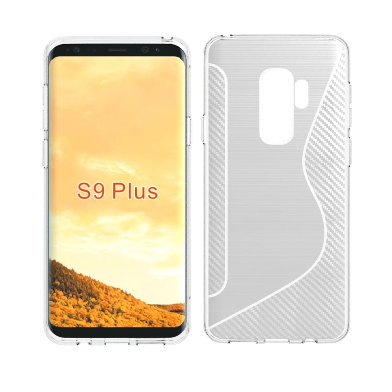 

black transparent shockproof Anti-skid S Line TPU Gel Skin Case Cover For Samsung Galaxy S9 plus