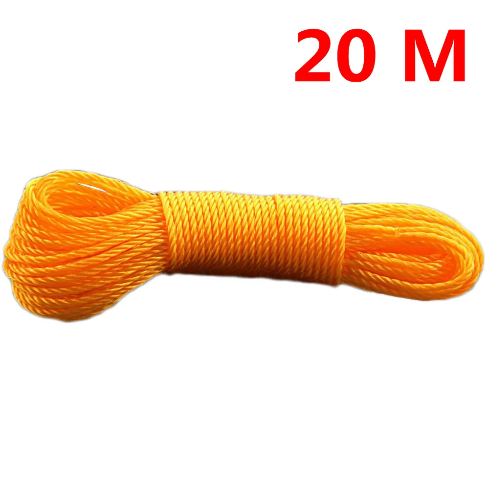 20 M Orange 10 м/20 м веревка для одежды Длинная цветная нейлоновая веревка для скалолазания Тяговая стяжка тент сетка веревка для одежды Садовые принадлежности - Цвет: 20 M Orange
