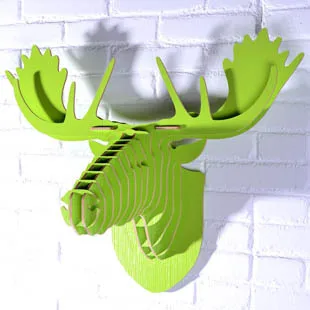 Настоящая резная 3D искусственная древесина лосиная голова подвесное украшение
