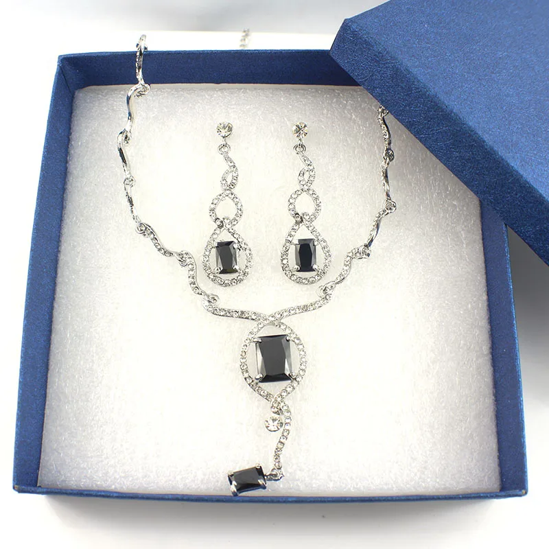 Женский ювелирный комплект из колье и серёг серебристого цвета|jewelry sets for women|bridal