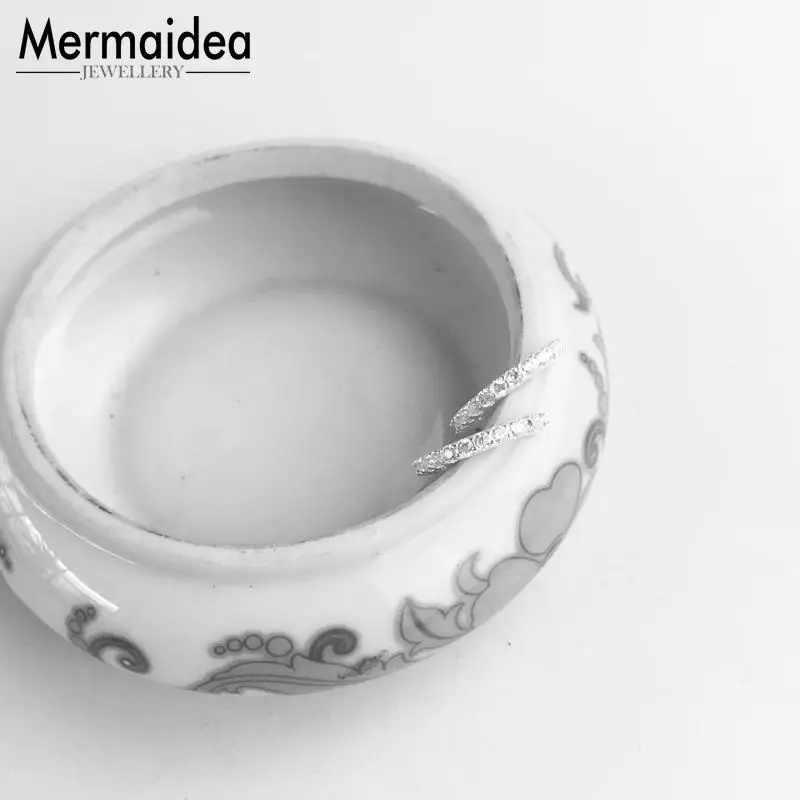 Белые серьги-кольца с фианитами модные хорошие ювелирные украшения для женщин и