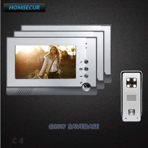 HOMSECUR 1V3 цвет 7 &quotПроводной Видео дверной вход система вызова Электрический замок