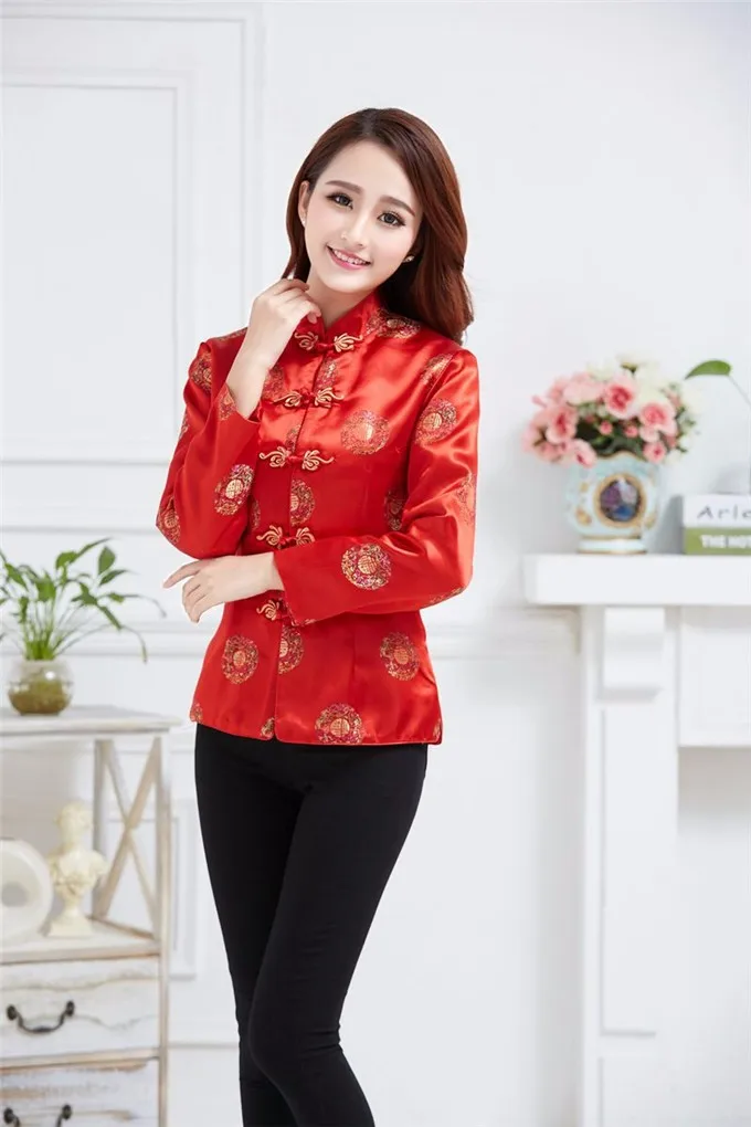 Шанхай история дракон вышивка Cheongsam рубашка Qipao Топ с длинным рукавом Китайская традиционная Блуза Топ для женщин