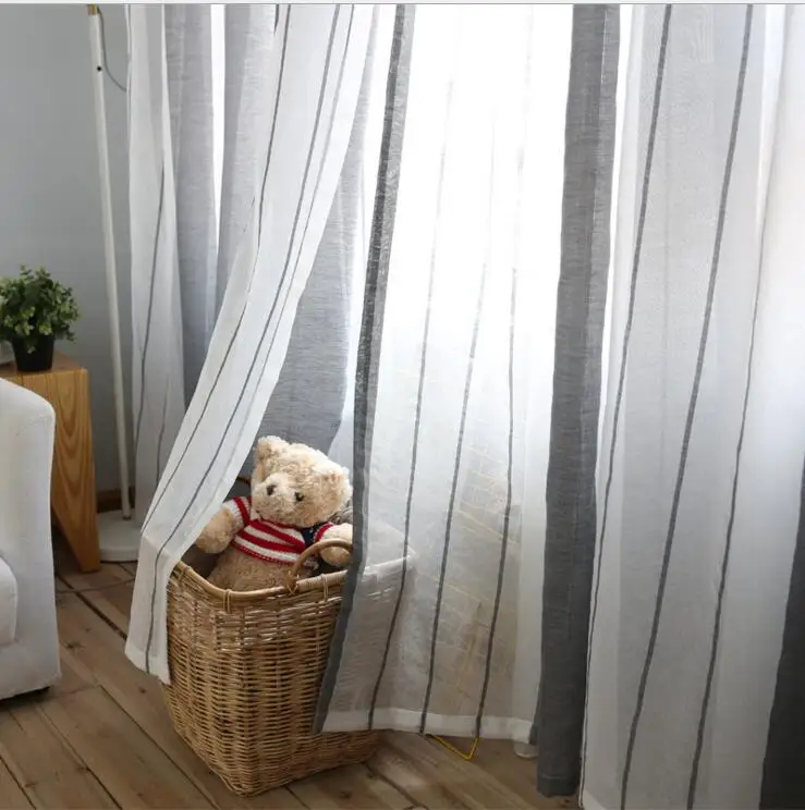 2017 серая вертикальная полоса минималистская гостиная шторы в средиземноморском