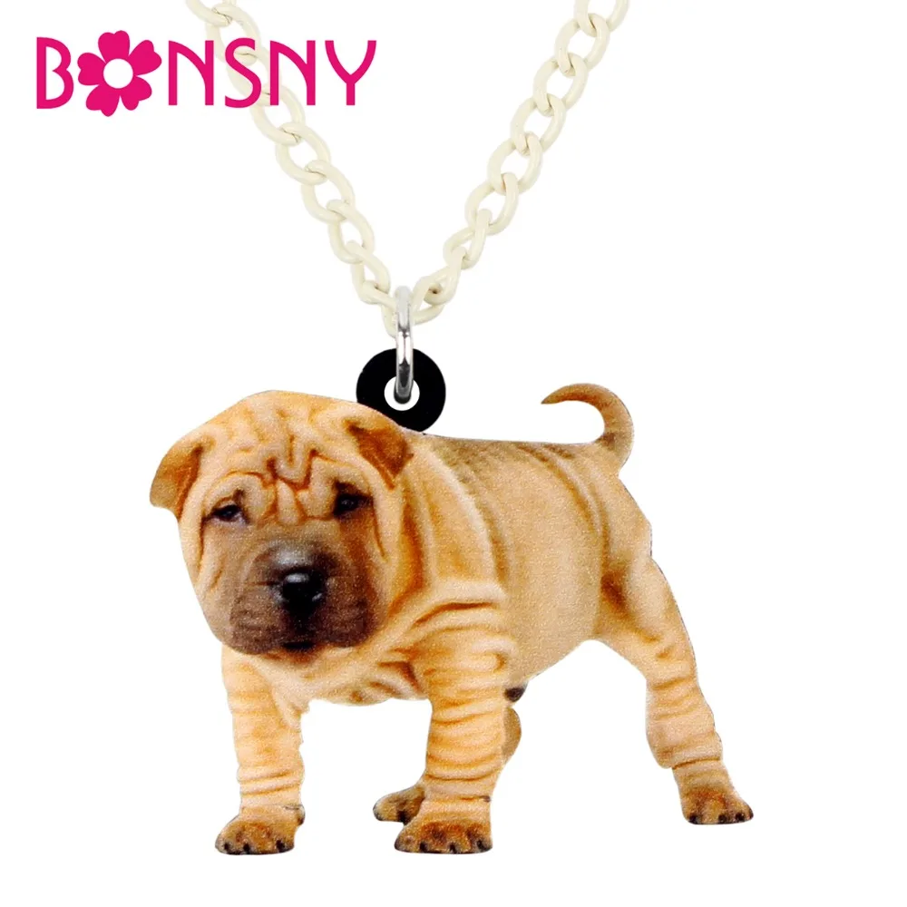 Bonsny акриловое стоящее китайское Шарпей Подвеска для ожерелья собак цепь чокер