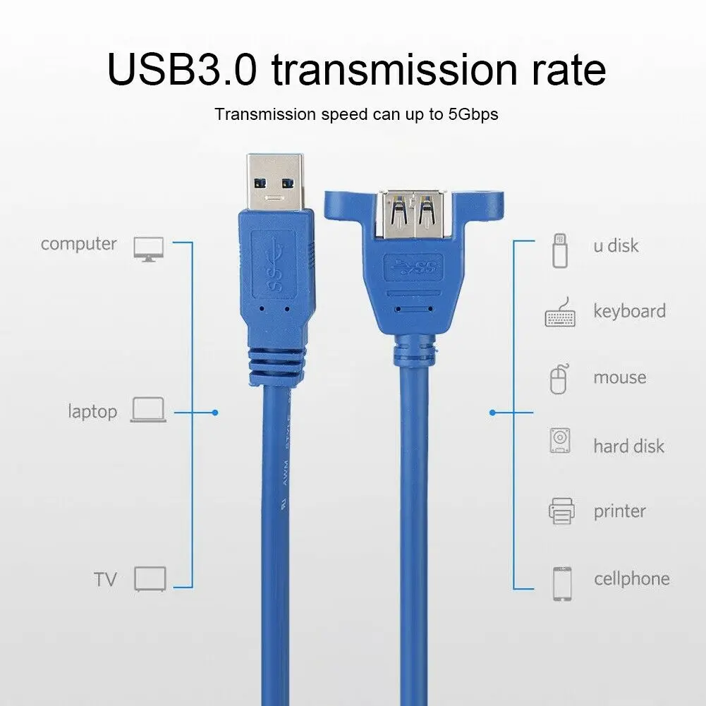 USB 3 0 удлинитель штекер гнездо литая Панель Крепление Удлинительный кабель 6 м 1 5