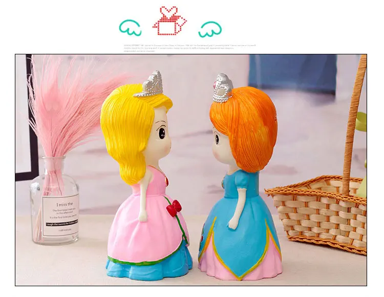 Европа милый мультфильм корона принцессы Копилка фигурки винил длинные волосы девушка ремесла орнамент детский подарок на день рождения Home Decor