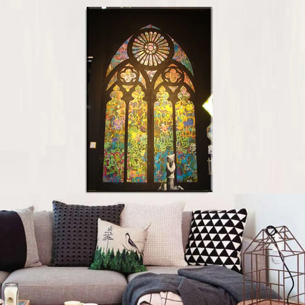 Бэнкси искусства молиться в церковь гостиной стены дома декоративные