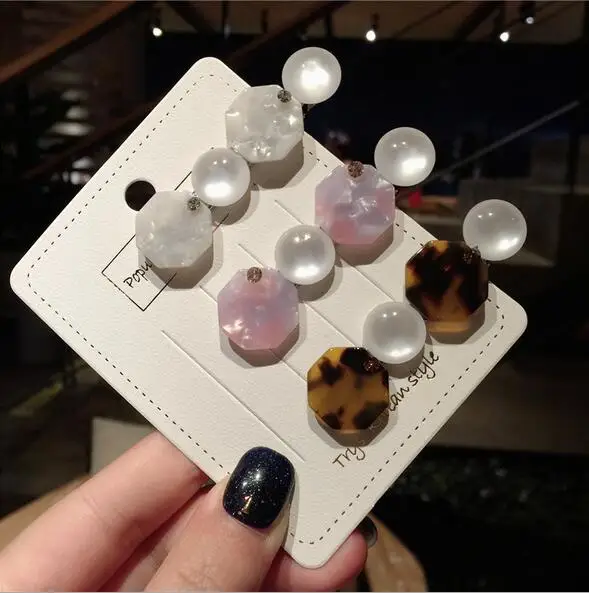 2019 винтажный Леопардовый цвет акриловый геометрический женская заколка для