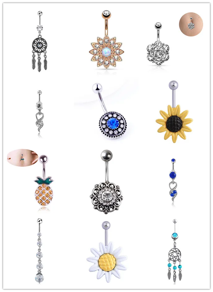 Новые сексуальные серьги для пупка хирургические стальные стразы пирсинг модные
