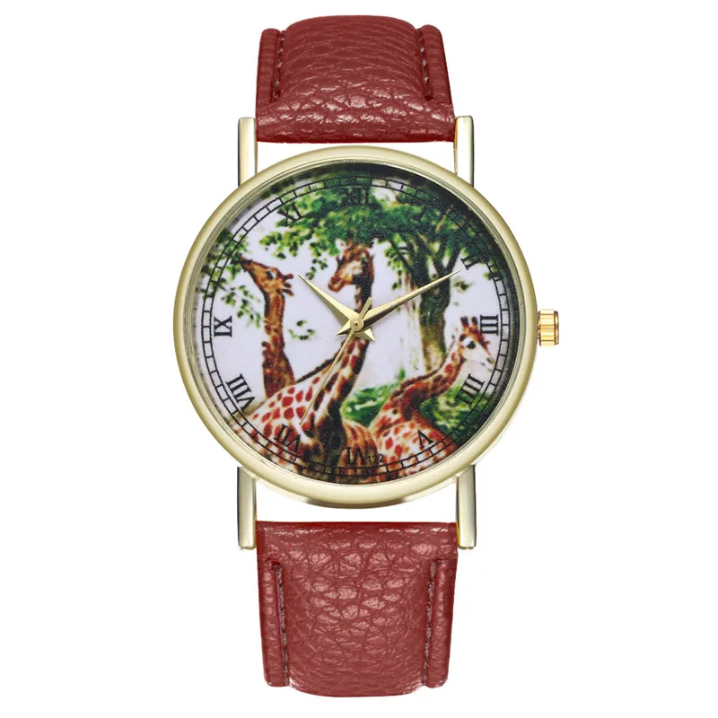 Новые кварцевые часы с изображением жирафа дерева студенческие наручные из