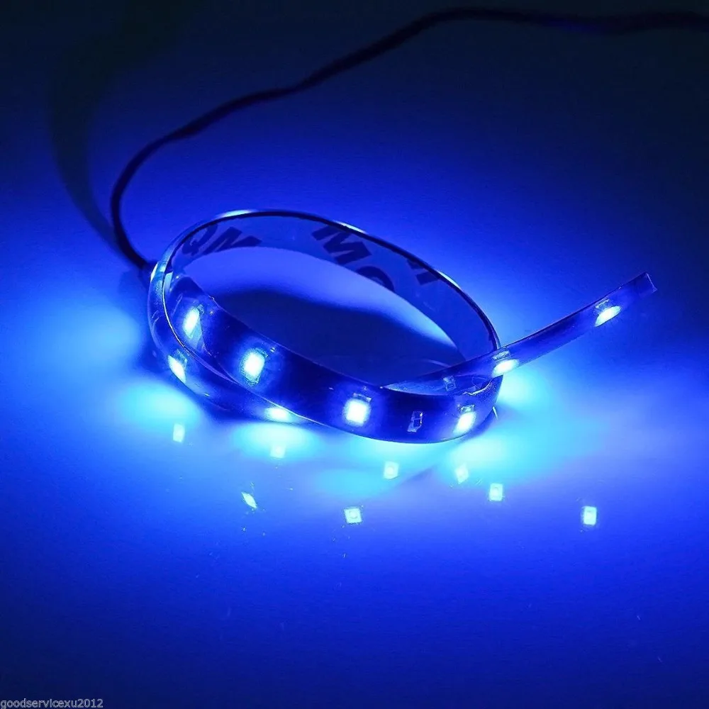 Синий 6 шт. 15 SMD 30 см 2835 Светодиодная лента, светильник, гибкий декор, водонепроницаемый, для автомобиля, грузовика, мотоцикла, украшение, белый, янтарный, красный, синий - Испускаемый цвет: Синий