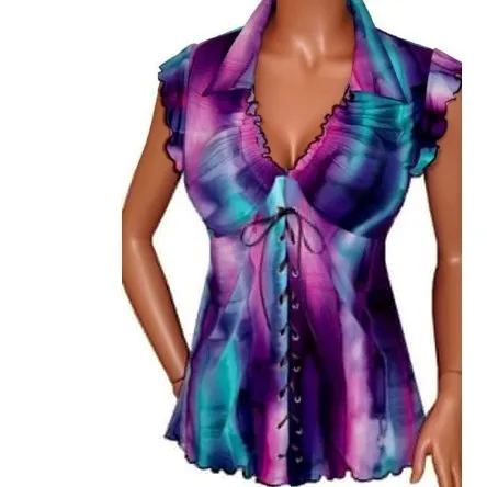 Новая летняя женская блузка свободная рубашка с коротким рукавом шифоновая