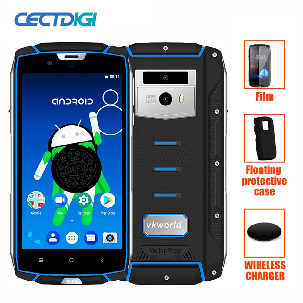 Vkworld VK7000 Android 8 0 IP68 водонепроницаемый смартфон беспроводной зарядки 4 Гб ОЗУ 64 ПЗУ