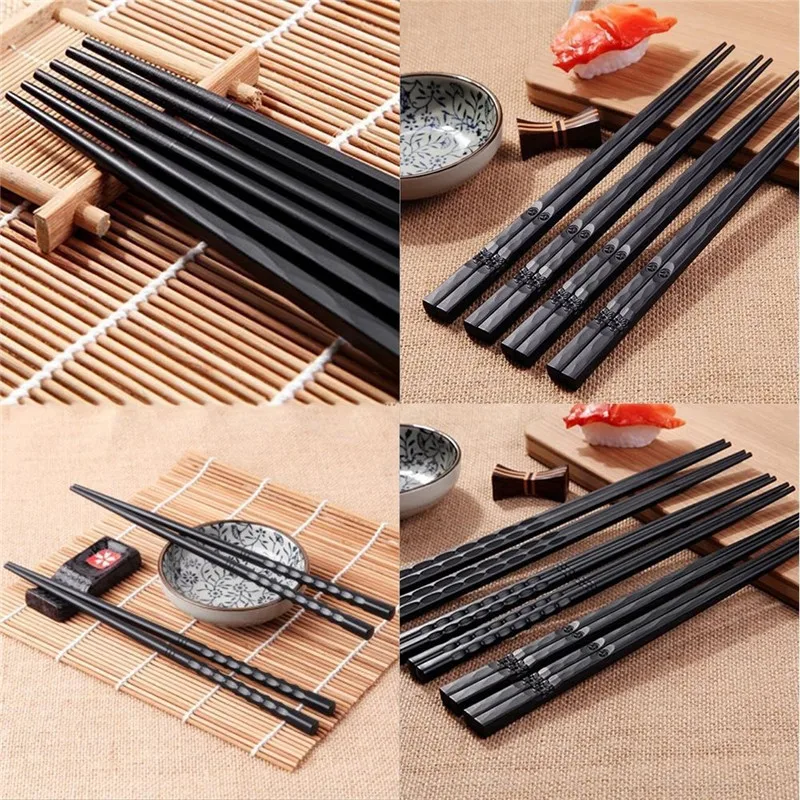 1 пара черных палочек для еды многоразовые китайские японские палочки вечерние