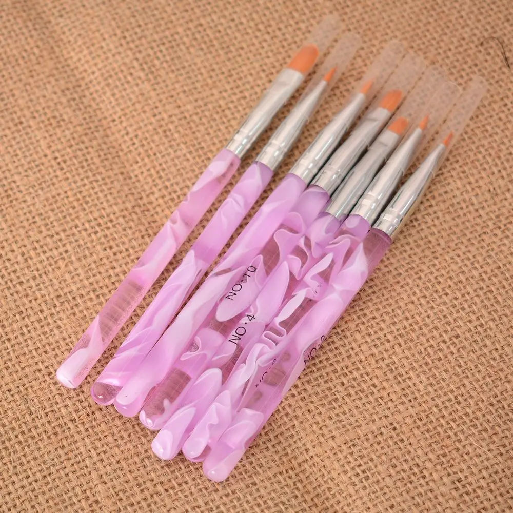 7 шт. набор кистей для дизайна ногтей рисования с кристаллами резная Цветочная