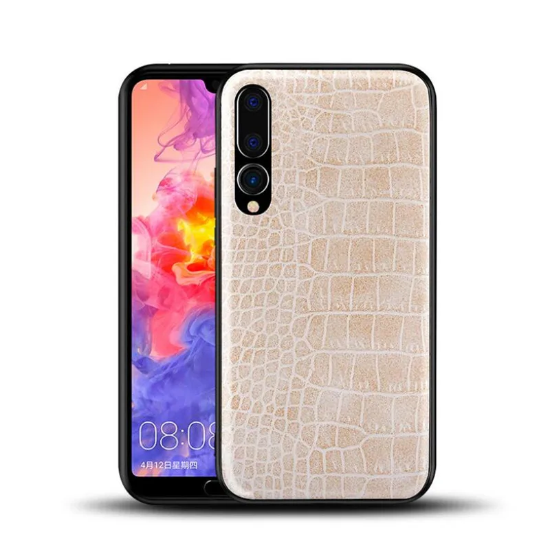Beige Роскошный 3D чехол для телефона из крокодиловой змеиной кожи для huawei P20 Pro P20 lite, черная винтажная деловая кожаная задняя крышка для huawei P20 - Цвет: Beige