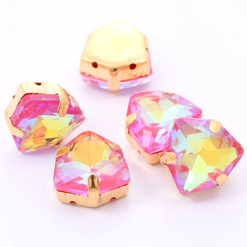 12 мм толстые трехугловые красивые стеклянные стразы шьют на Серебряная основа