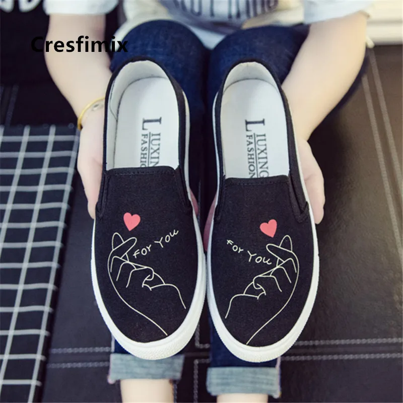 

Cresfimix Women Cute High Quality Canvas Shoes Chaussures Plates Femmes Teenager Girl Height Increased Flat Platform Shoe C5241c