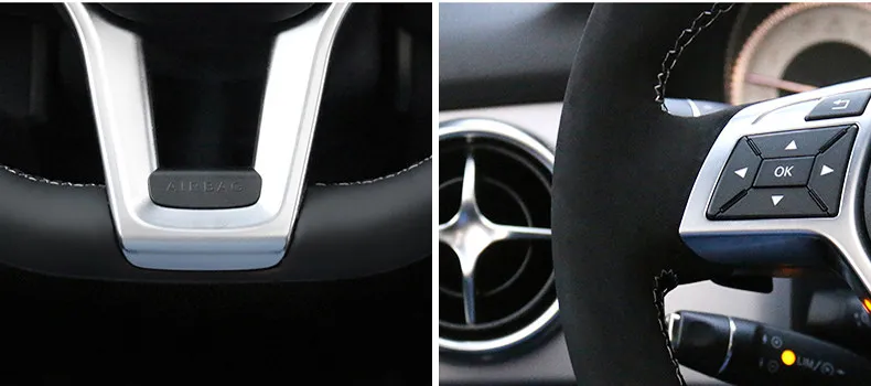 Черная кожа замша DIY сшитый вручную чехол рулевого колеса автомобиля для Mercedes-Benz