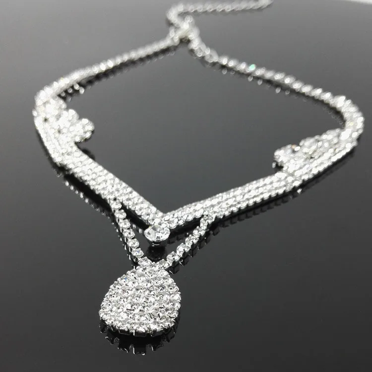 Мода 2 шт./компл. женское ожерелье + серьги набор медных кристаллов Ювелирные